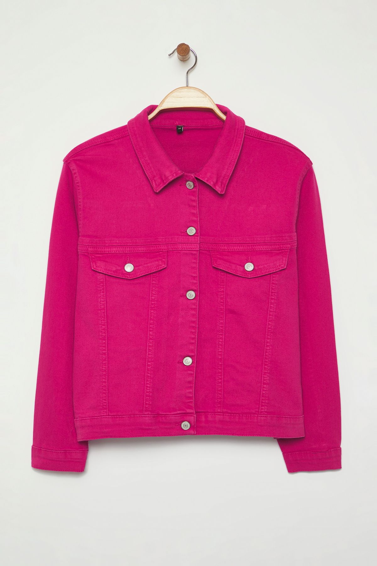 Trendyol Curve-Fuchsia Stretchy Crop Plus Size Denim Jacket Tbbss25Ag00007 5