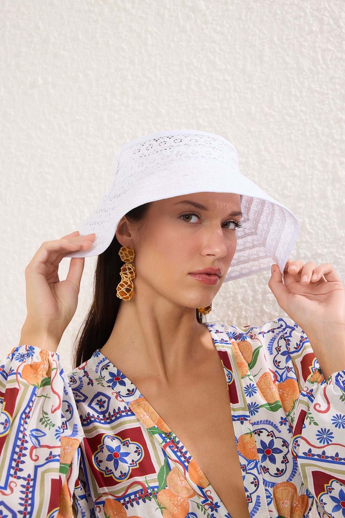 Trendyol Collection Biały, Wstążkowy, Słomkowy, Damski Kapelusz Plażowy Kobieta - Single Dimension