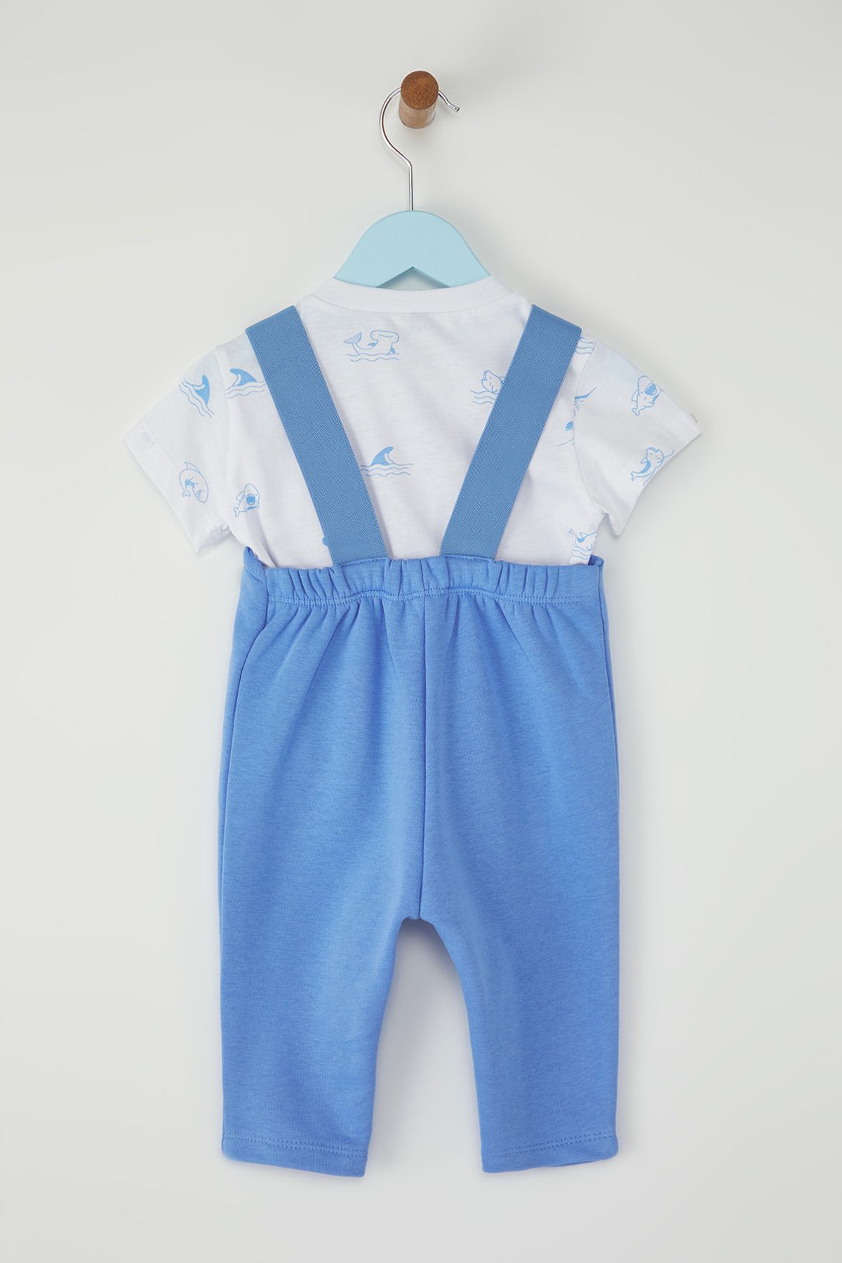 TRENDYOLKIDS-Blauer 2er-Pack gestrickter Overall aus Baumwolle mit kurzen Ärmeln für Babys TKDSS25TU00010 3