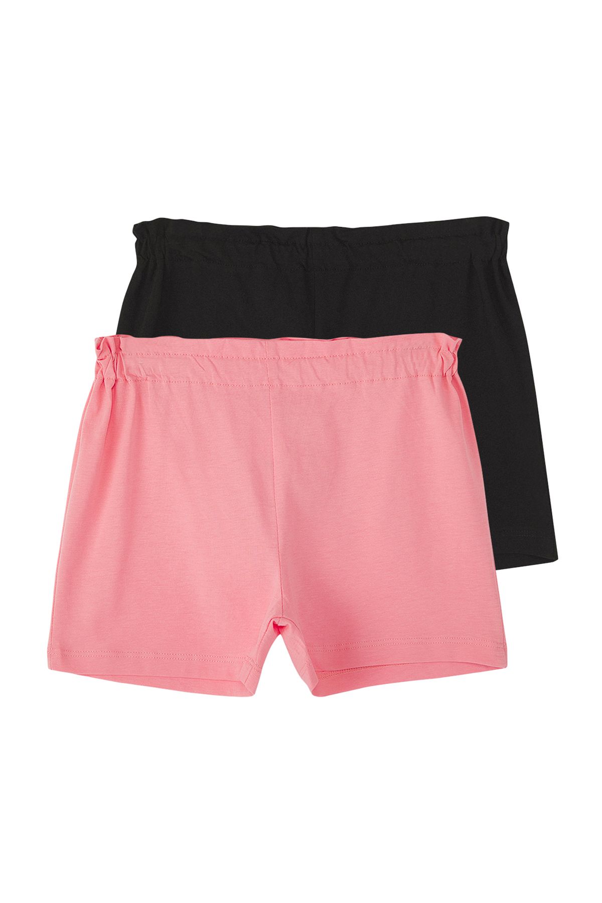 TRENDYOLKIDS-2er-Pack gestrickte Shorts für Mädchen in Puderschwarz, 100 % Baumwolle, elastisch, TKDSS25SR00024 1