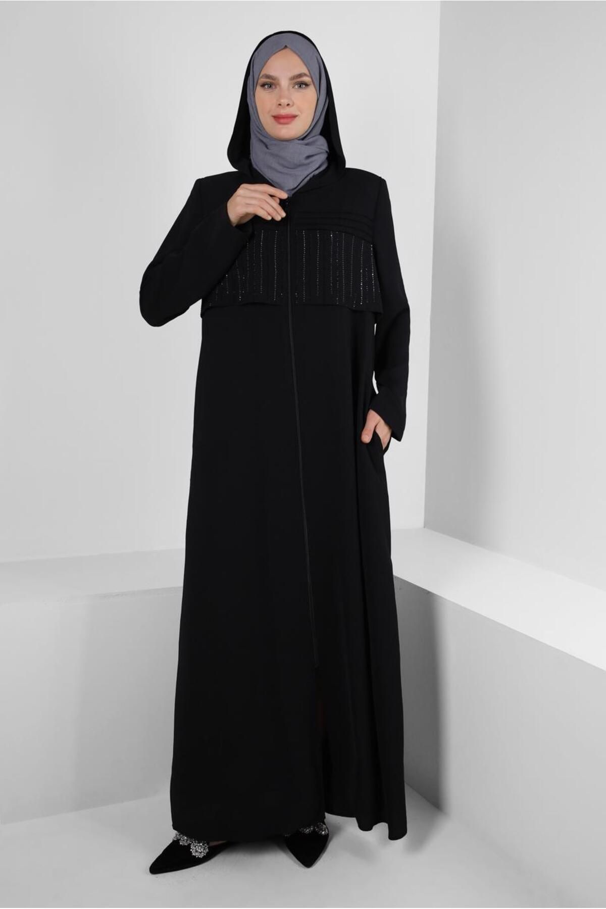 زیپ چاپی HOODED STONE ABAYA 80059 Alvina