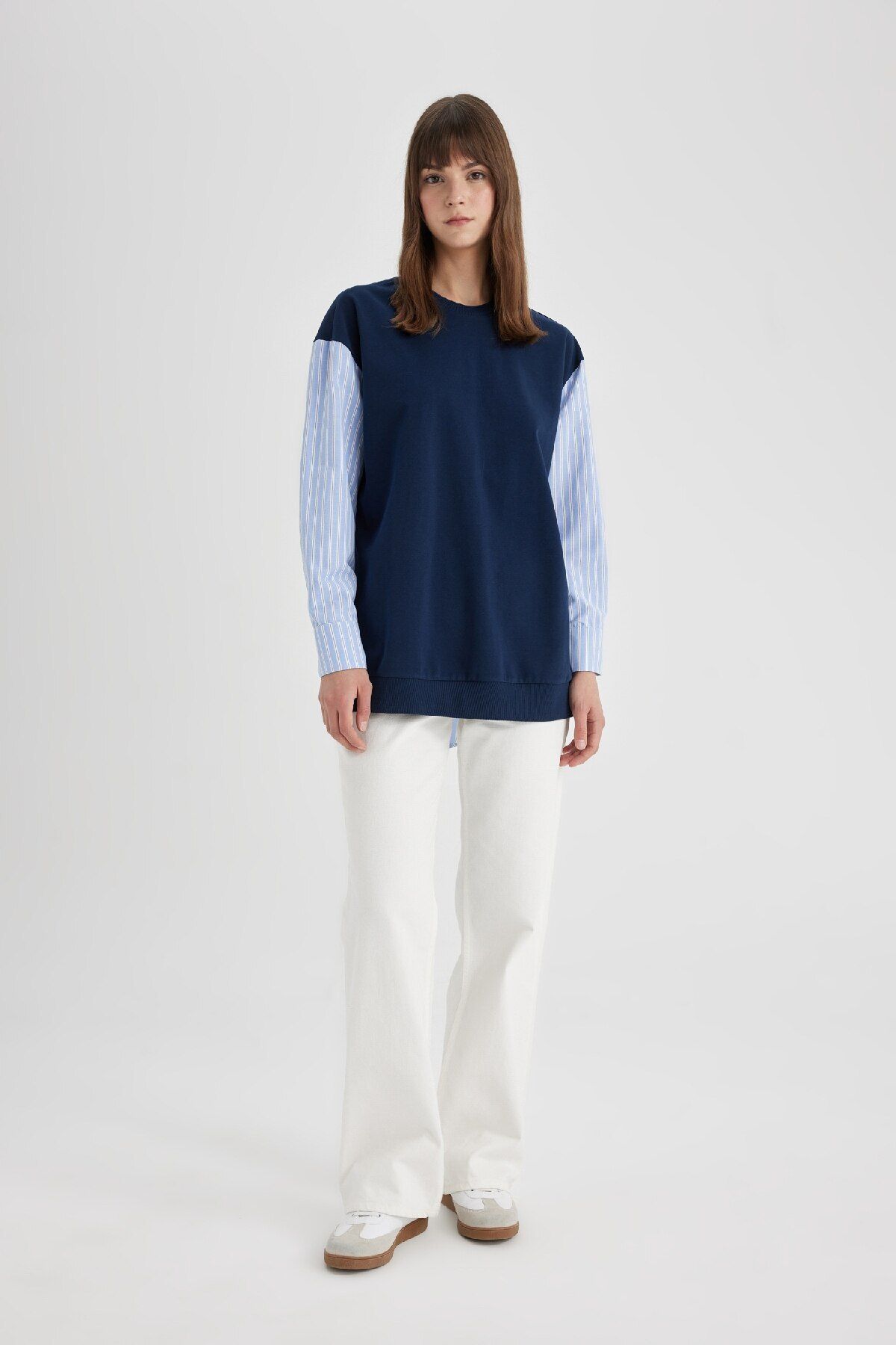 DeFacto-Regular Fit Long Sleeve Basic Plain Sweatshirt Tunic C4556Ax24Sm 2