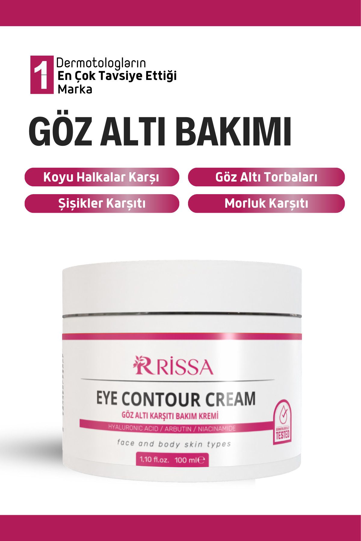 Rissa Göz Altı Torba Ve Morluk & Koyu Halka Karşıtı Yoğun Nemlendirici Göz Altı Aydınlatıcı Krem 100 ml
