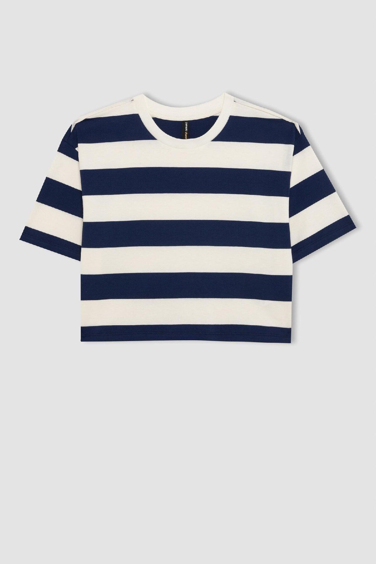 DeFacto-Boxy Fit Crew Neck Striped Basic Short Sleeve T-Shirt C6198Ax24Sm 6