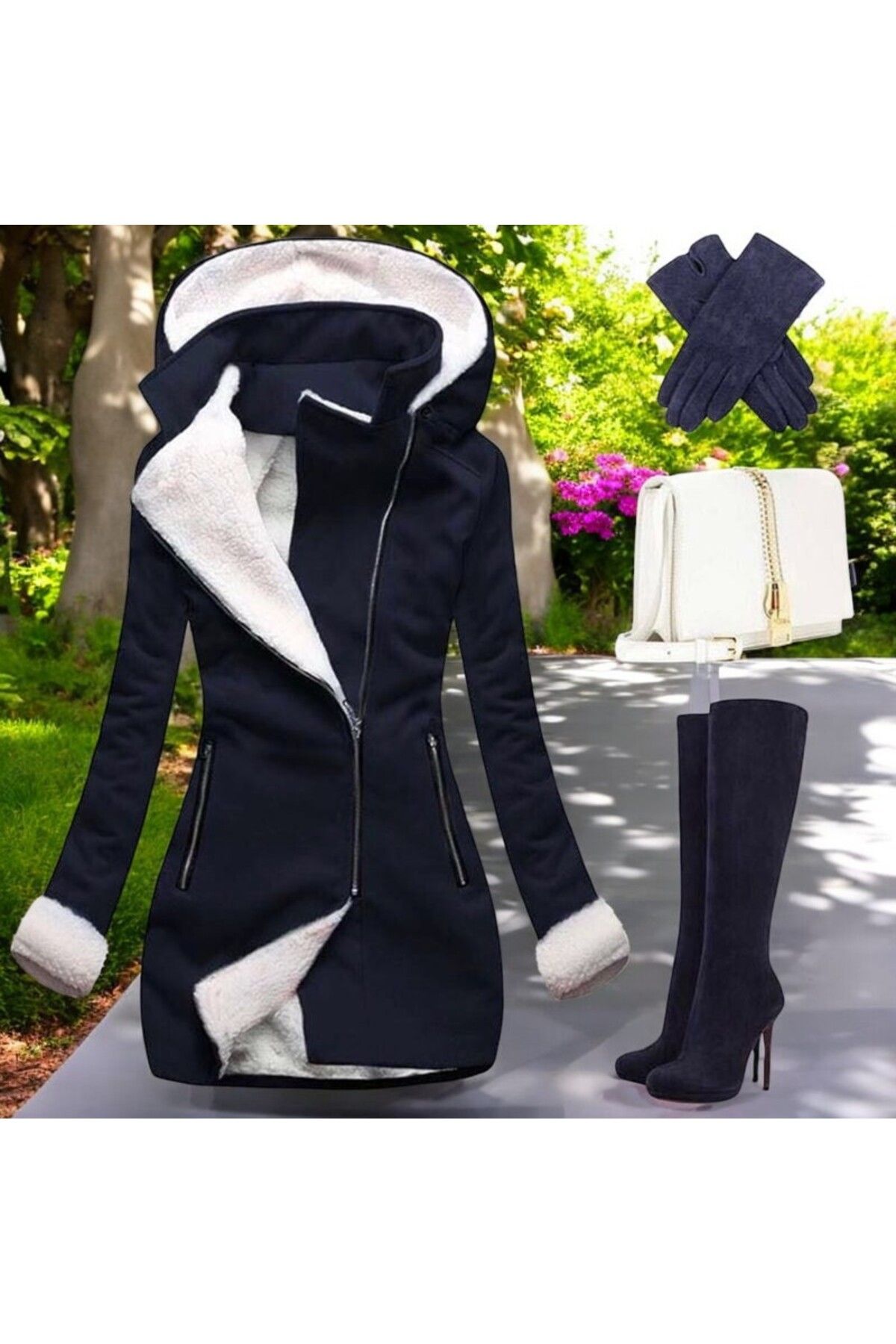 Toridas-Hooded Cashmere Cashmere Women's Coat 1