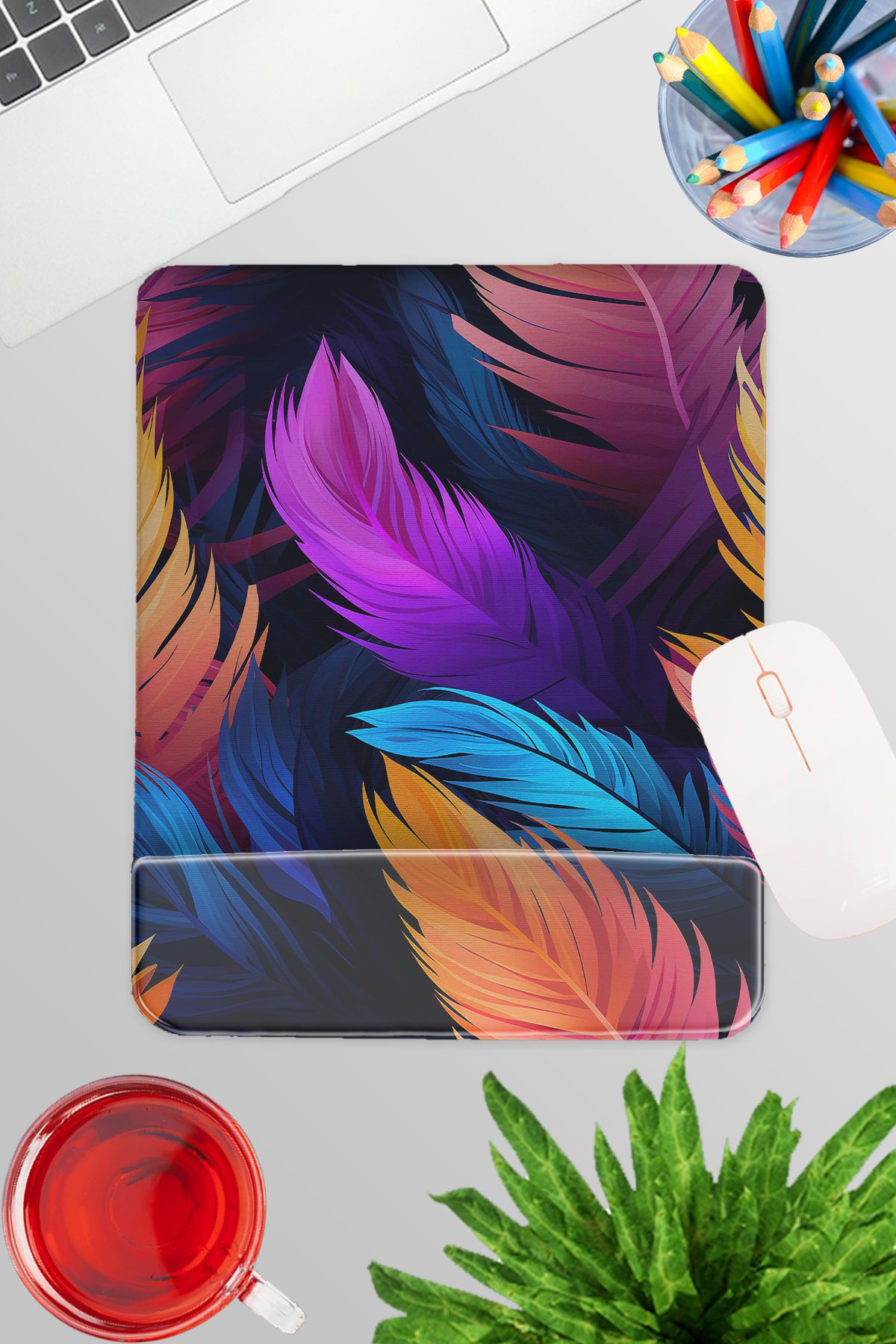 qoeuyl boutique Pene Colorate Nr.: 2 Mousepad Dreptunghiular Pentru Gaming Pentru Jocuri Cu Suport Pentru Încheietura Mâinii - One Size