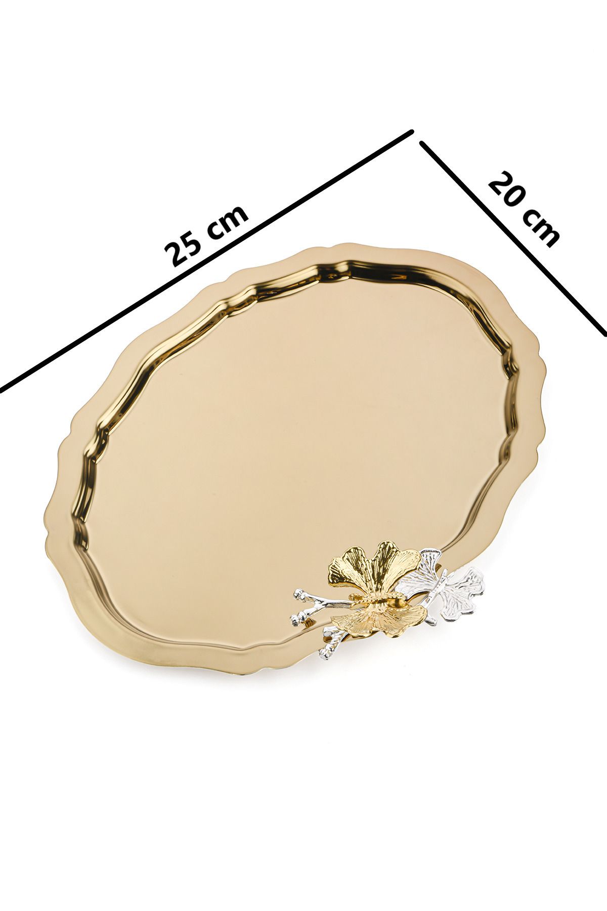 AHİR TİCARET-6 Pieces Oval Butterfly Accessory Coffee-Tea Serving and Presentation Tray 25X20 cm 5