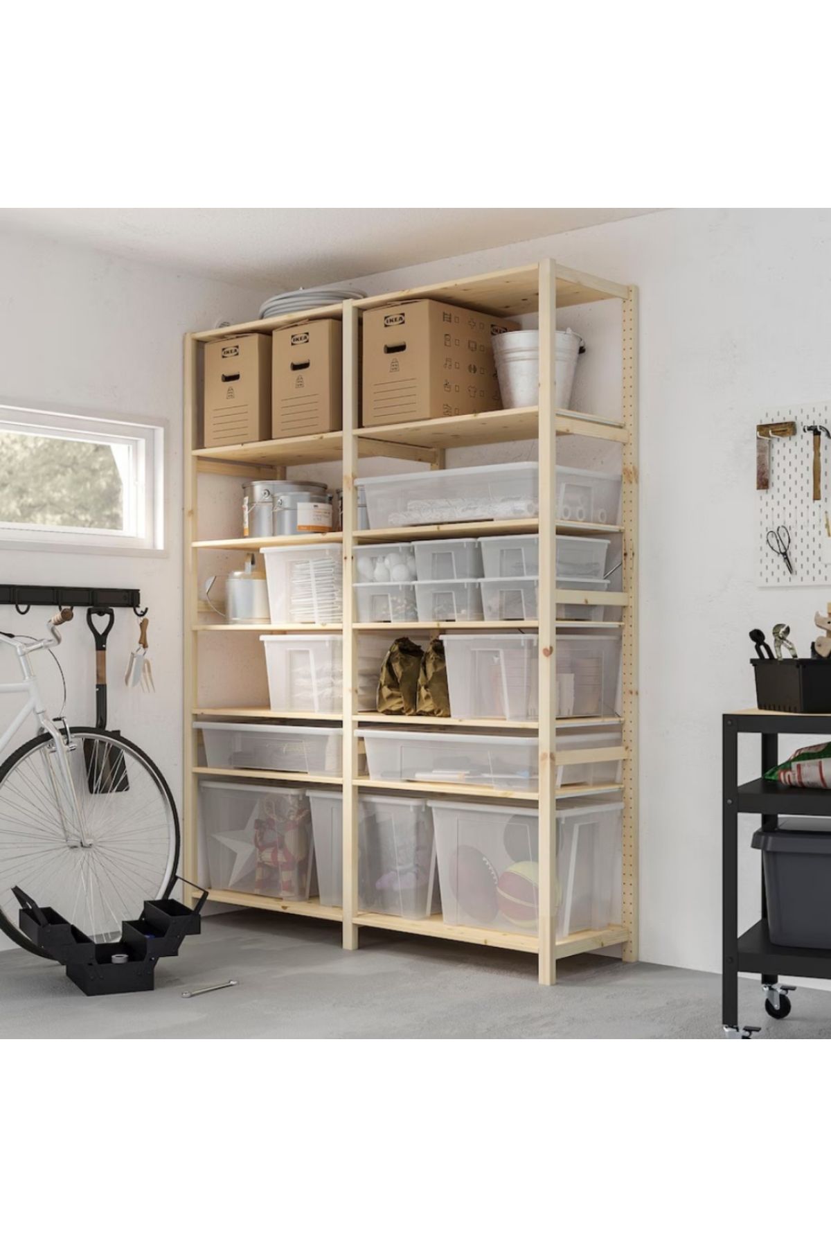 IKEA-صندوق ساملا مع غطاء، شفاف، ٥٧×٣٩×٤٢ سم، ٦٥ لترًا - حل تخزين متين 4