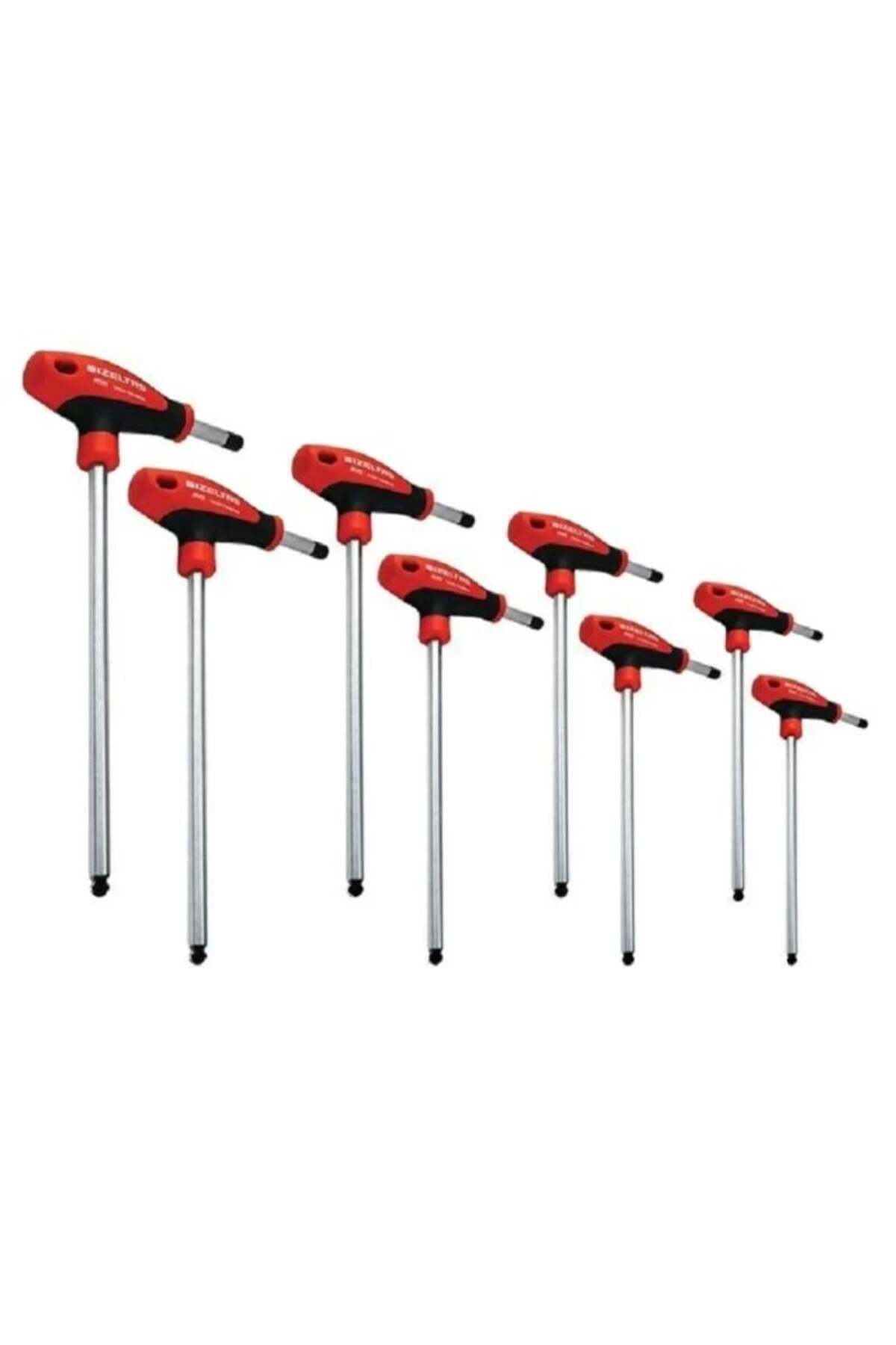 İzeltaş İzeltaş 8 Parça T Tipi Yuvarlak Başlı Uzun Allen Anahtar Takımı Alyan Set 4921 00 8108