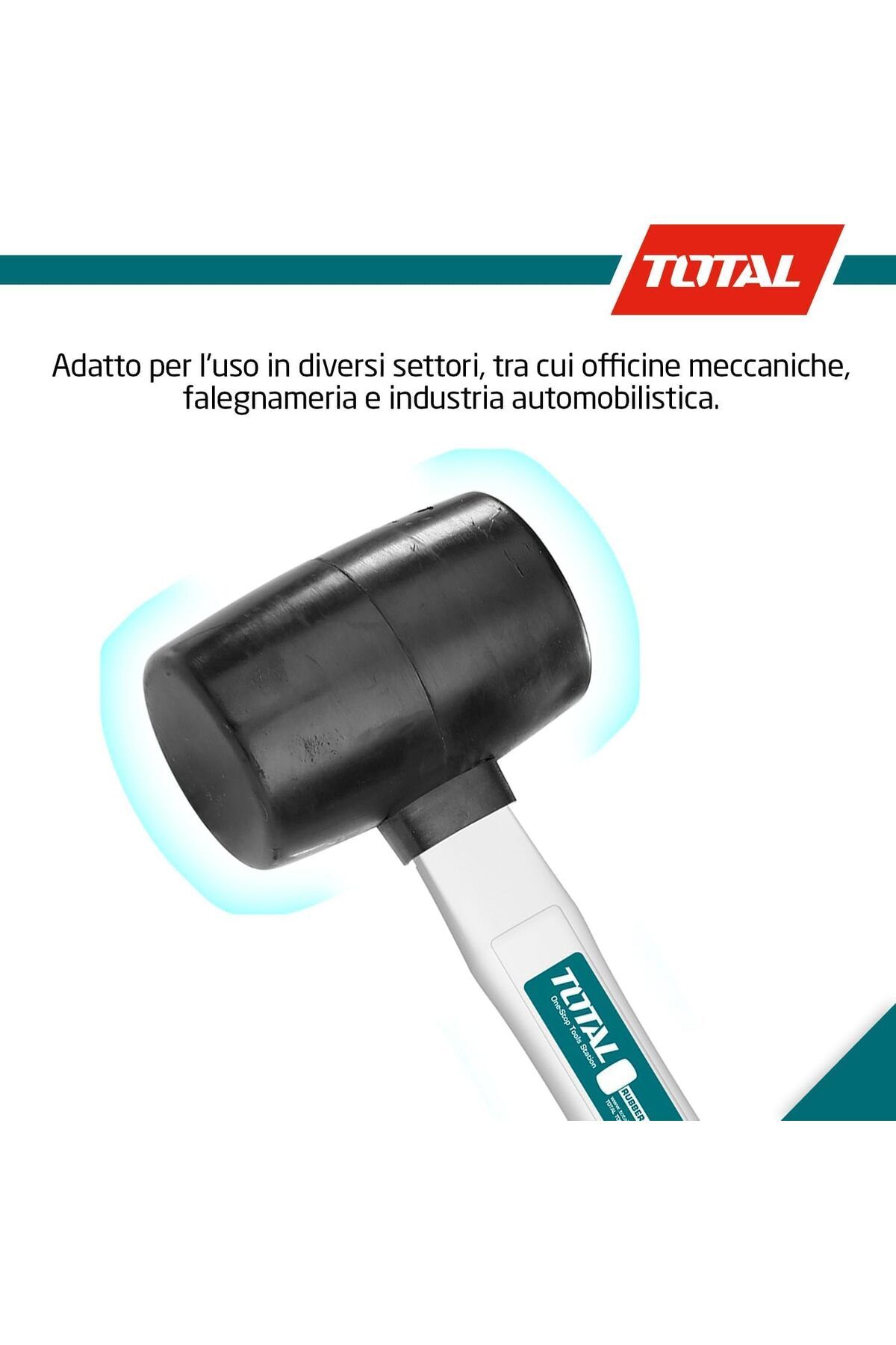 TOTAL-16oz Fibreglass Handle, Rubber Hammer 4