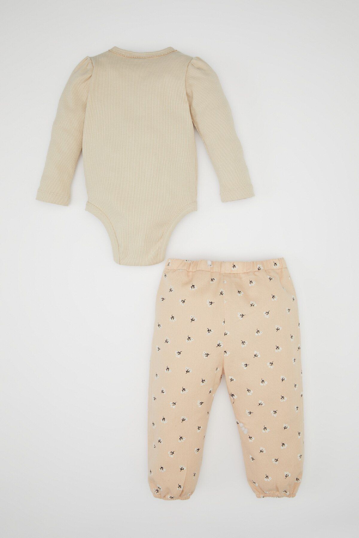 DeFacto-Baby Girl Set of 2 Twill Printed Long Sleeve Snap Fastener Body Elastic Waist Patterned Bottom D4116A524Wn 6