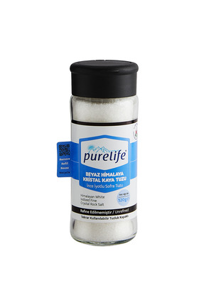 PureLife Himalaya Tuzu Beyaz İnce İyotlu Tuzluk Kapaklı Cam 120g | Rafine Edi...