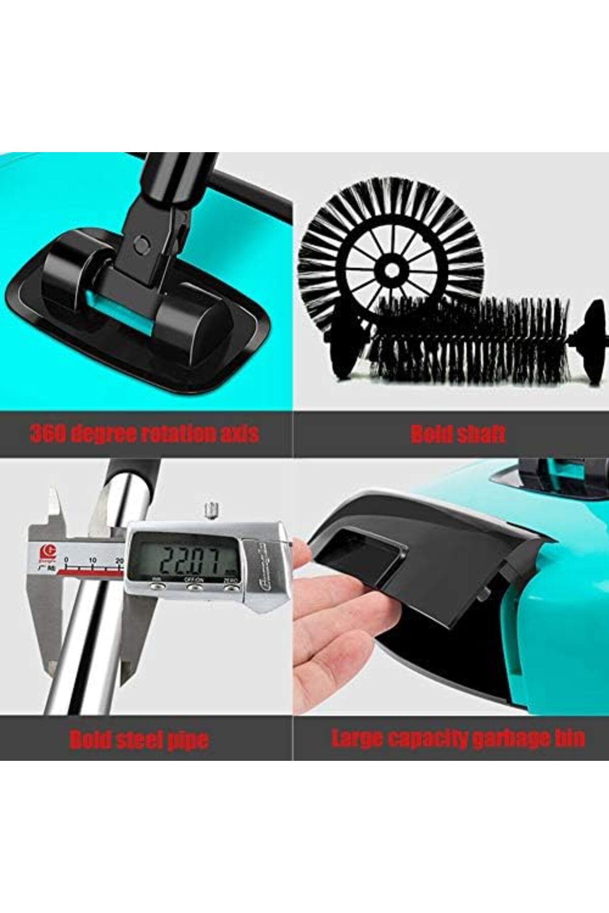 Generic-Automatic Sweeper Broom Hand Push Non-Electric Cordless 360 Degree Rotating Floor Cleaner Multicolor 4