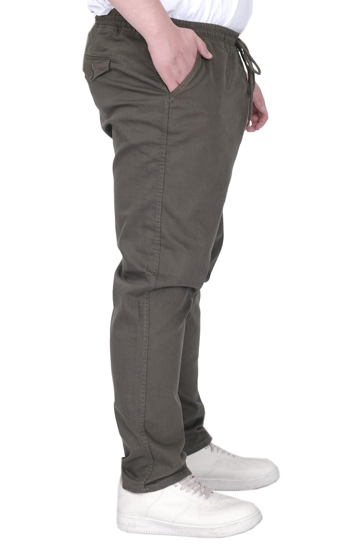 ModeXL Mode XL Büyük Beden Erkek Pantolon Gabardin Düz Paça Jogger 21929 Haki görsel 2