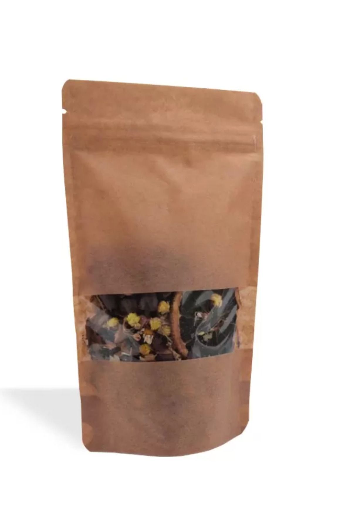 DOYPACK Kraft Pencereli Kilitli Doypack 13*22,5 - 250 GR - (250 Adet)