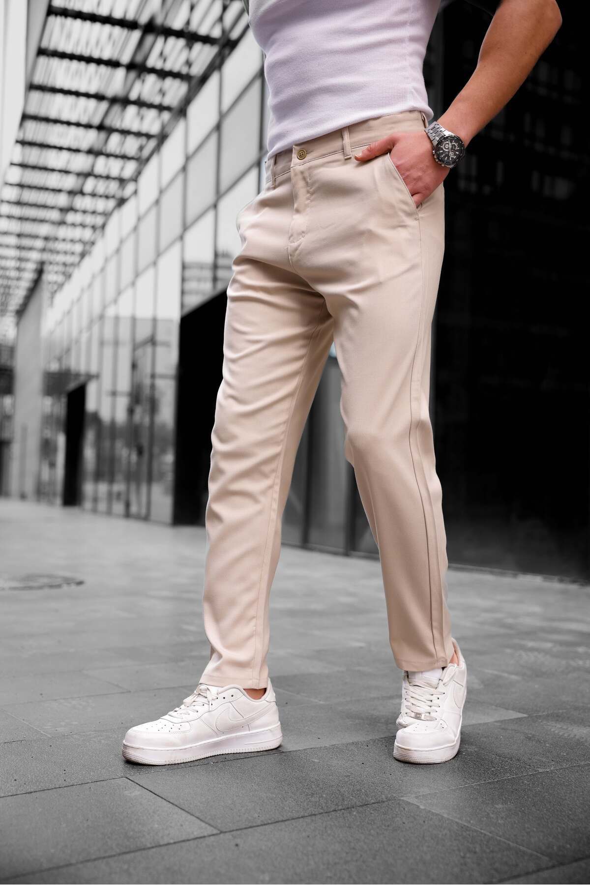 COMBİNE MİCHAİL-Ανδρικό υφασμάτινο παντελόνι Slim Fit Μοντέλο ΜΠΕΖ 5