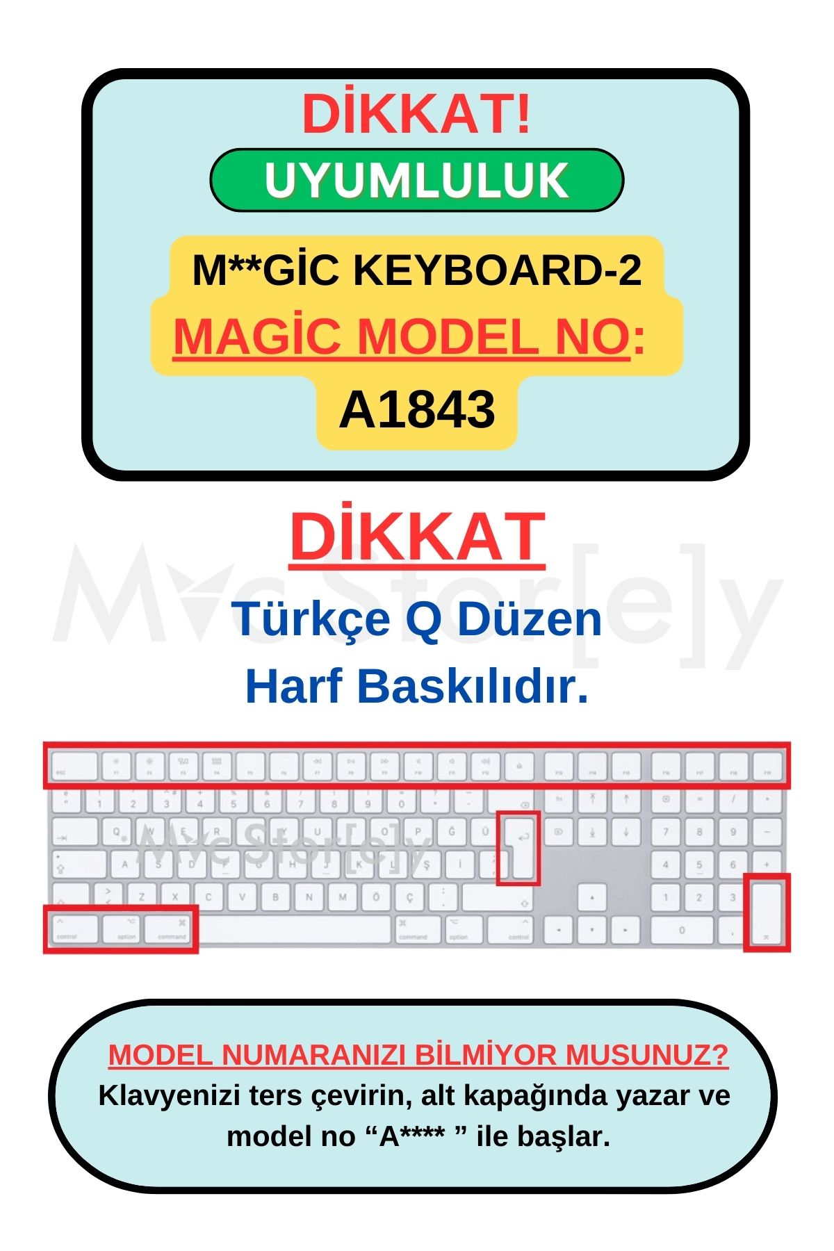 Mcstorey-Apple Magic Keyboard 2 Protector A1843 Hermine with Turkish Q Head Uk-Us Compatibility 2