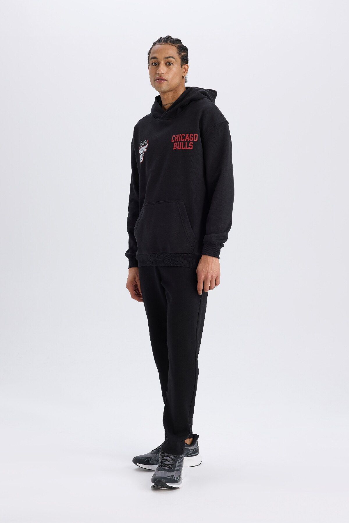DeFacto-Chicago Bulls Boxy Fit Bluza z Kapturem Gruba D6574ax25sp 2