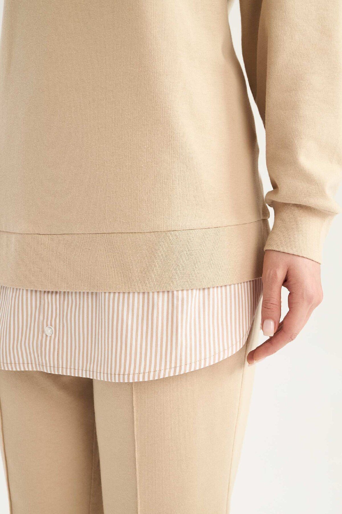 DeFacto-Regular Fit Crew Neck Basic απλό φούτερ τουνίκ A9529ax25sp 5