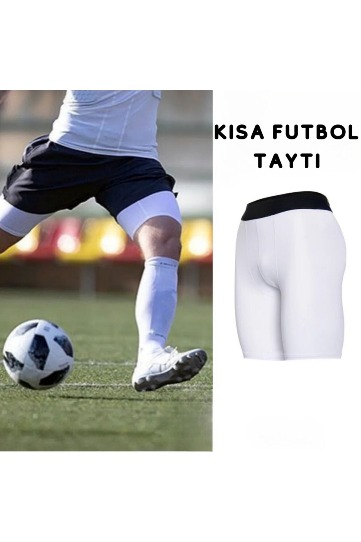 RUTBİL SPORTS Beyaz Futbolcu Kısa Taytı-Kısa Spor Taytı-Kısa Koşu Taytı-Erkek Beyaz Fitness Kısa Tayt