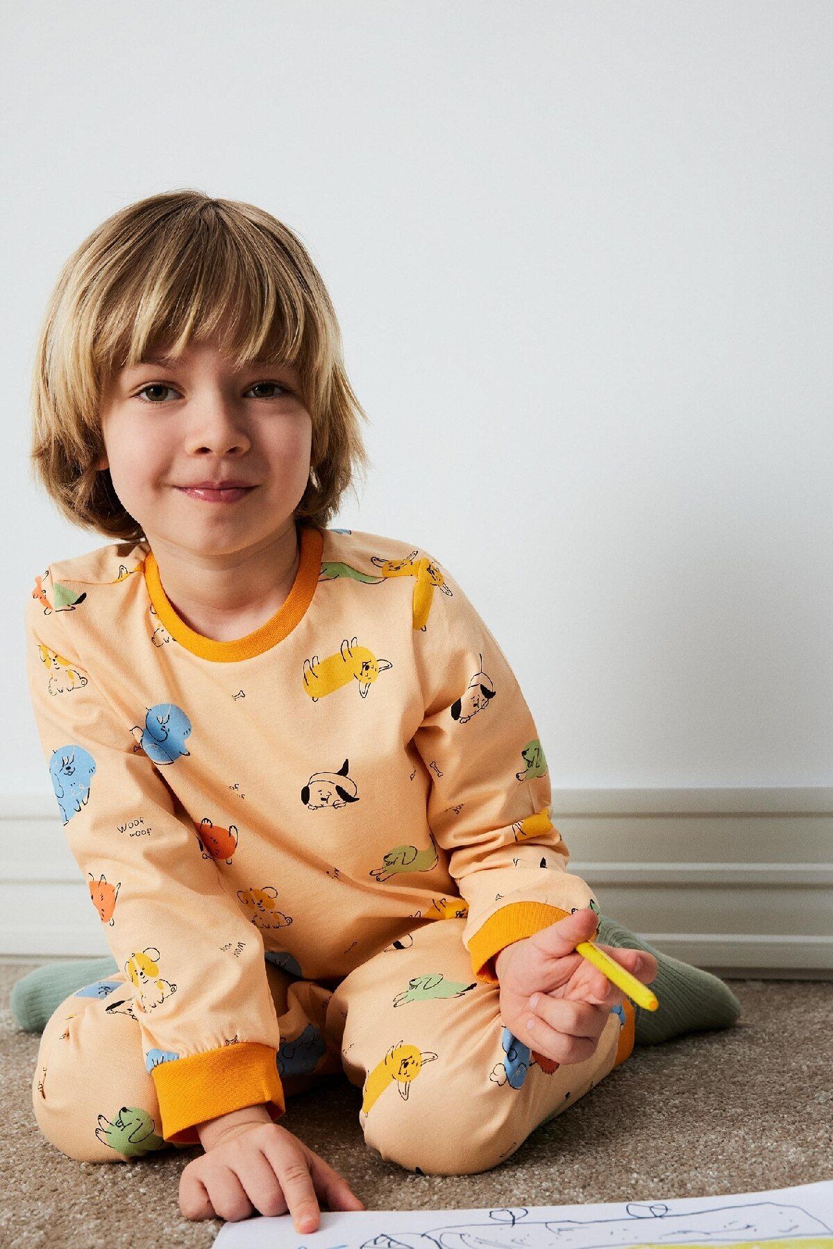 DeFacto-Baby Boys Pajama Sets Pattern Long Sleeve Elastic Long Bottom 2