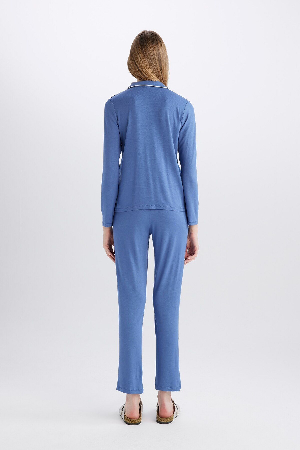 DeFacto-Pajama Set Regular Fit Long Sleeve Top Long Bottom-Fall in Love E1804Ax24Wn 7