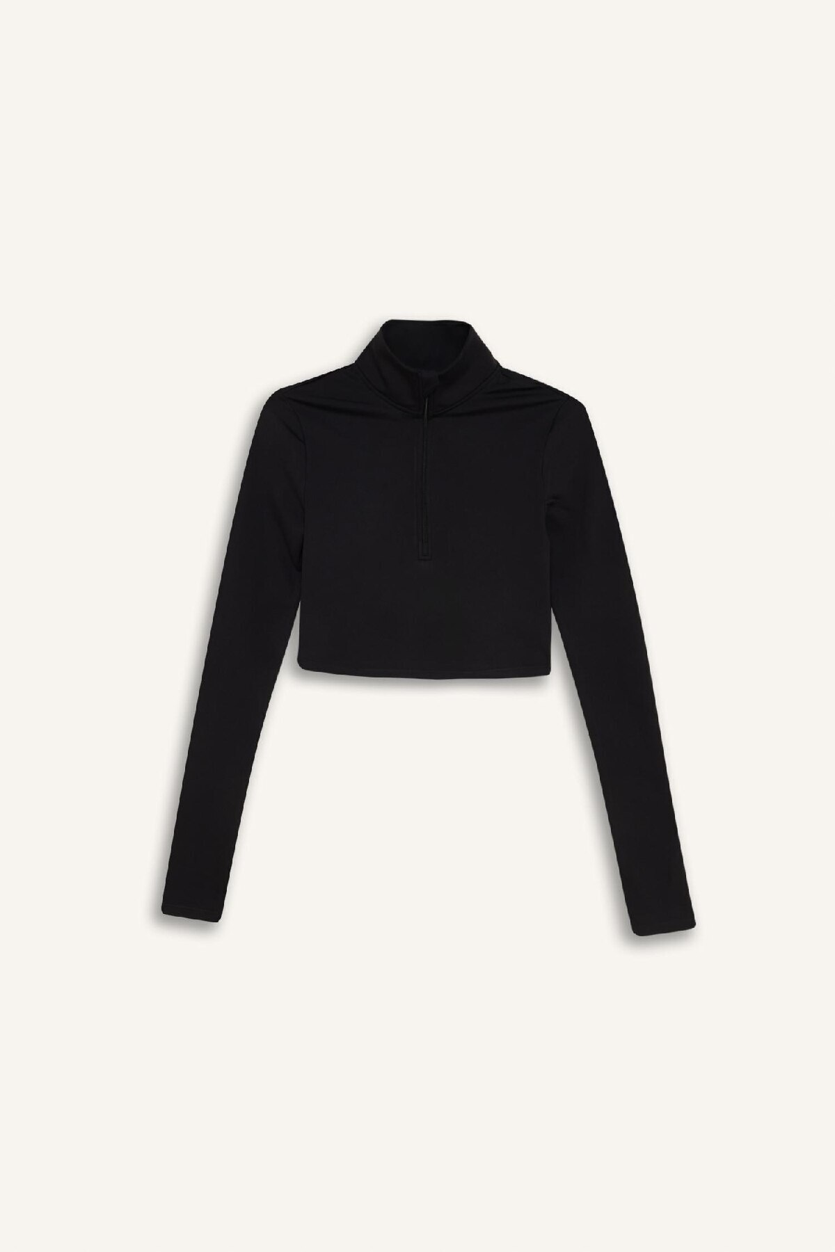 DeFacto Slim Fit Dar Kesim Fermuarlı Dik Yaka Sporcu Uzun Kollu Tişört W0343AZ25AU görsel 7