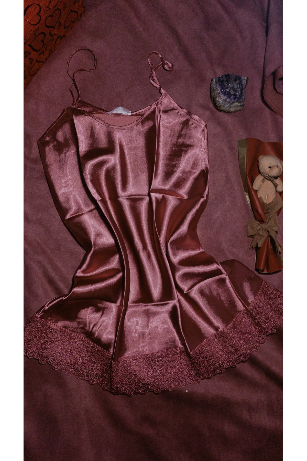 Dominant Saten Kutulu Askılı Gecelik Kadın