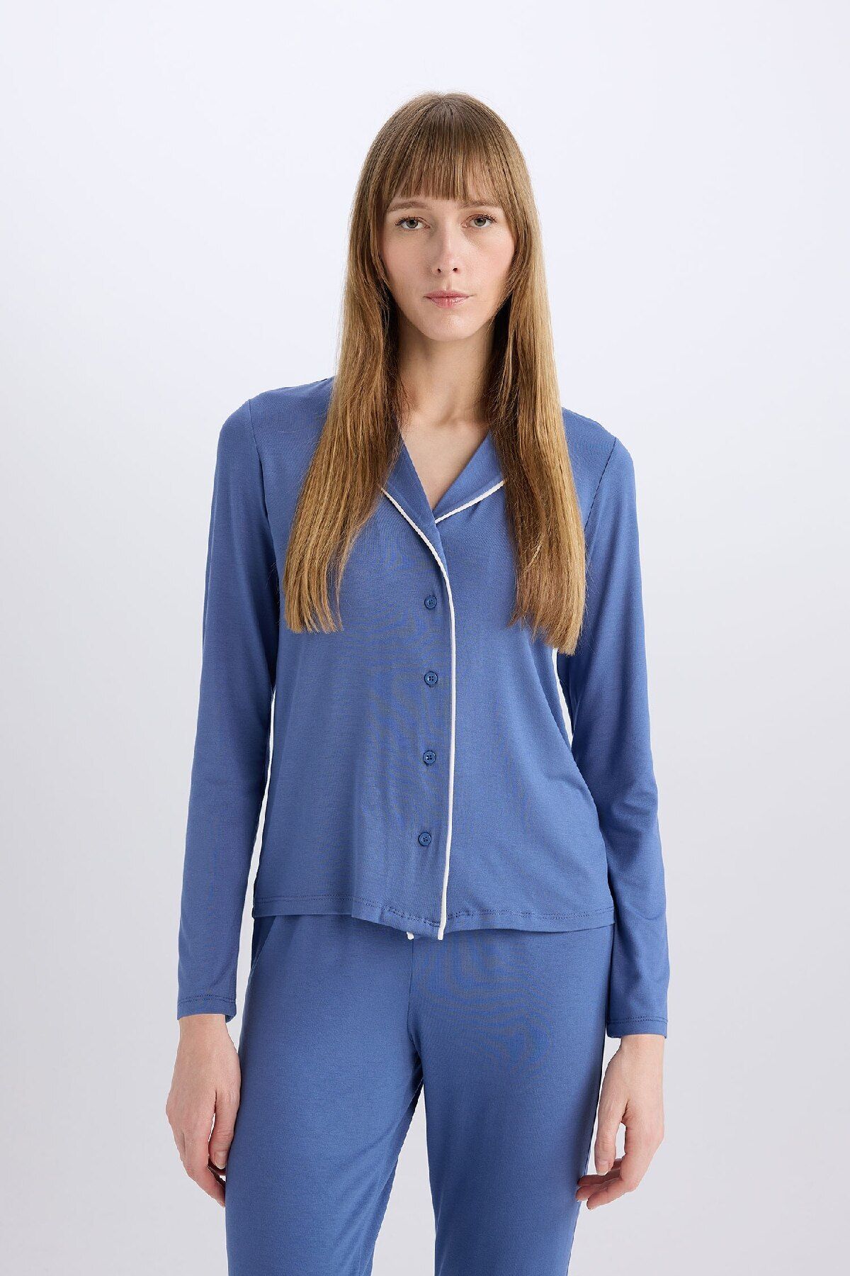 DeFacto-Pajama Set Regular Fit Long Sleeve Top Long Bottom-Fall in Love E1804Ax24Wn 4