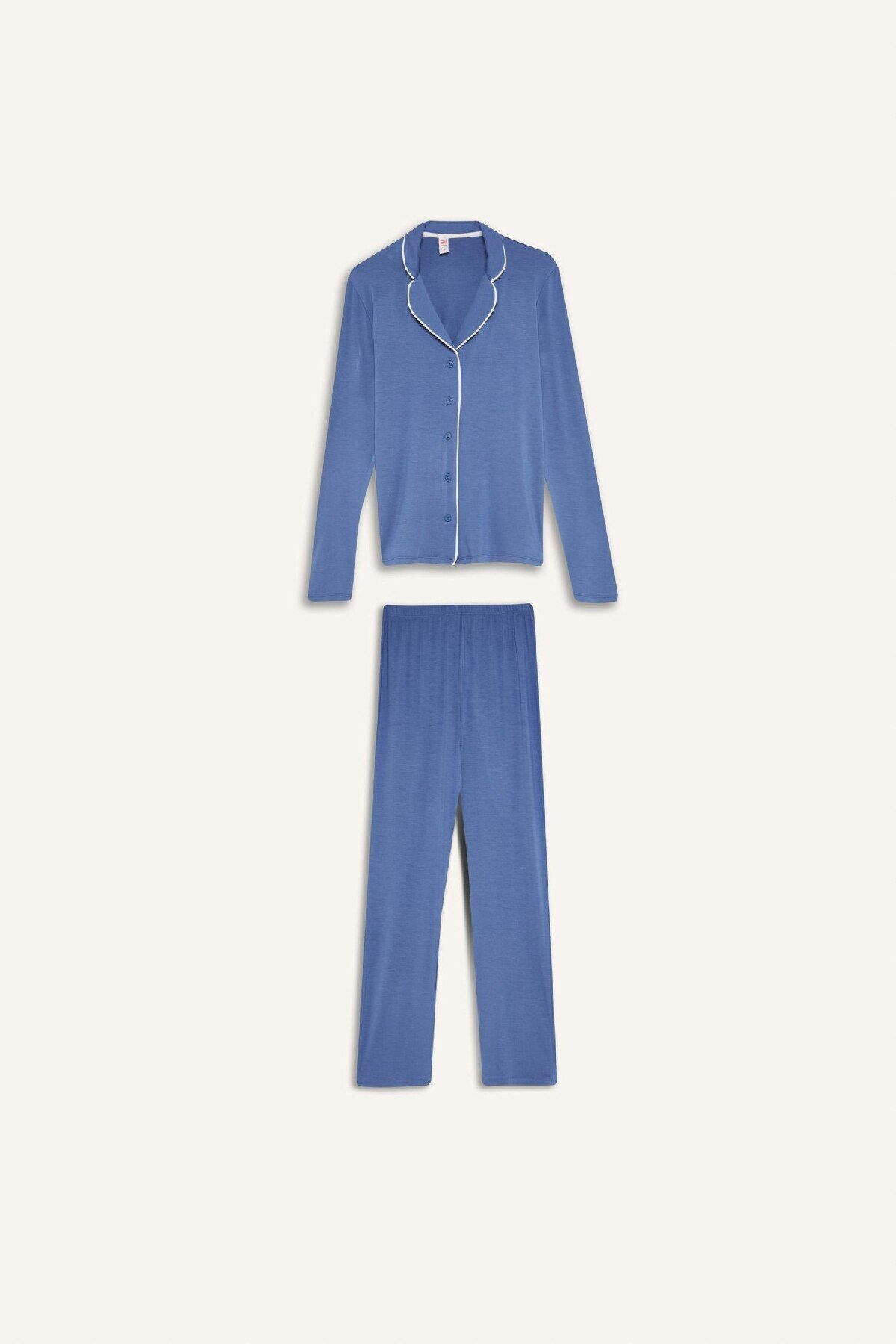 DeFacto-Pajama Set Regular Fit Long Sleeve Top Long Bottom-Fall in Love E1804Ax24Wn 8