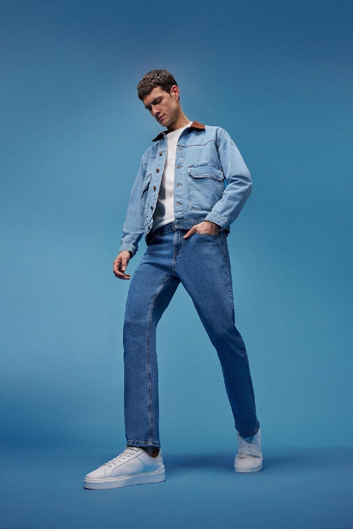 DeFacto-Diago Comfort Fit Califtelik Jeanshose mit hoher Taille und weitem Bein 8