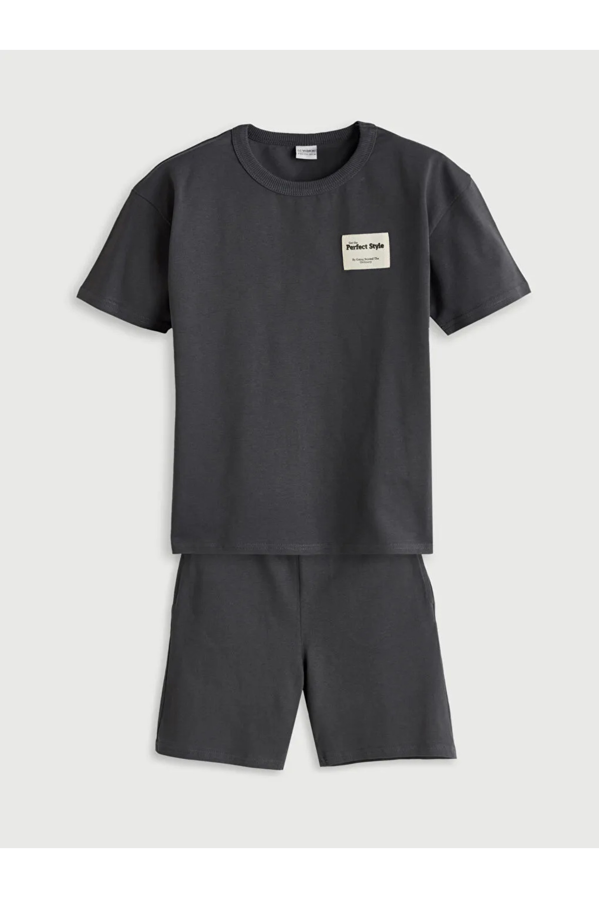 LC Waikiki-Anthracite Crew Neck Boys T-Shirt and Shorts -Akrstore- 1