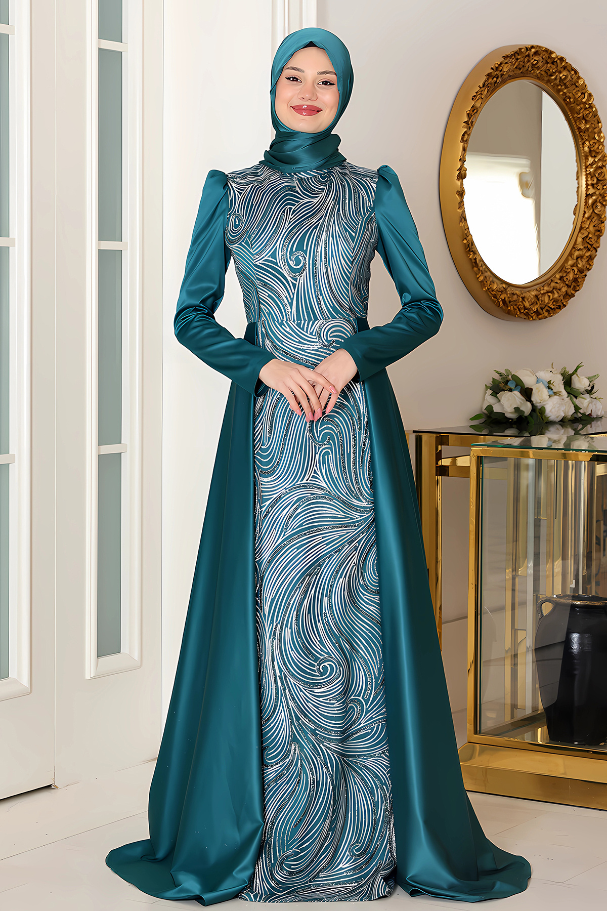 FUVAL MODA-Miray Sparkling Hijab Evening Dress 1
