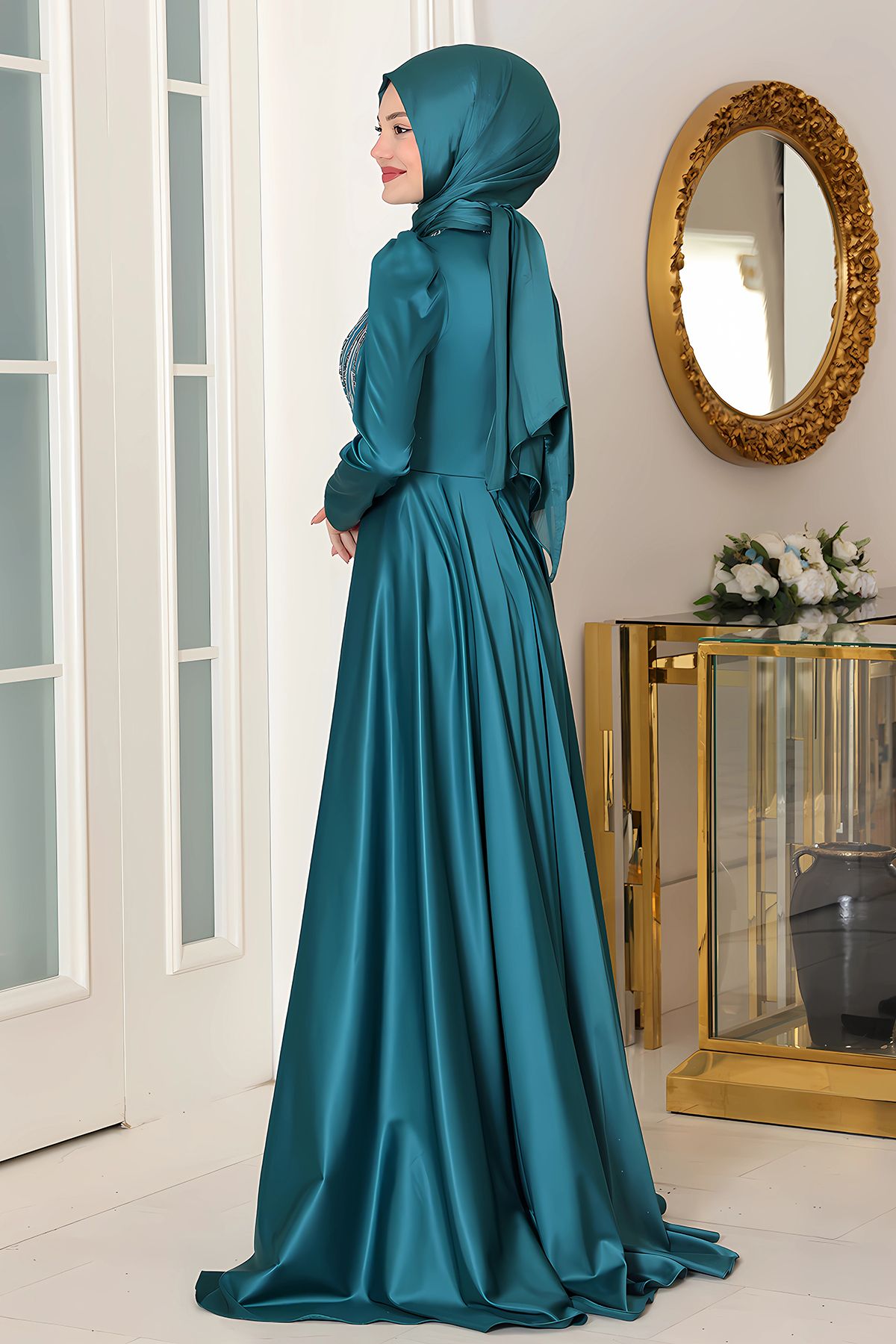 FUVAL MODA-Miray Sparkling Hijab Evening Dress 4