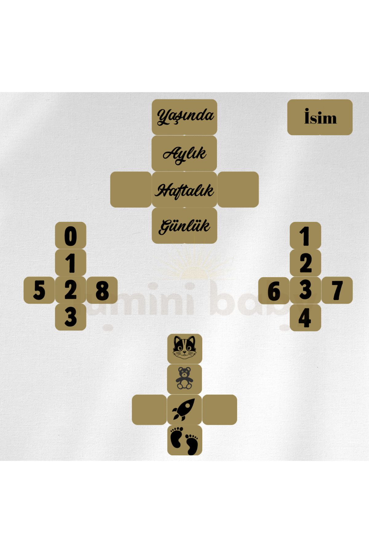 Lumini Baby-Set of 2 Wooden Memory Cubes and Comb with Holder (Personalized) 3