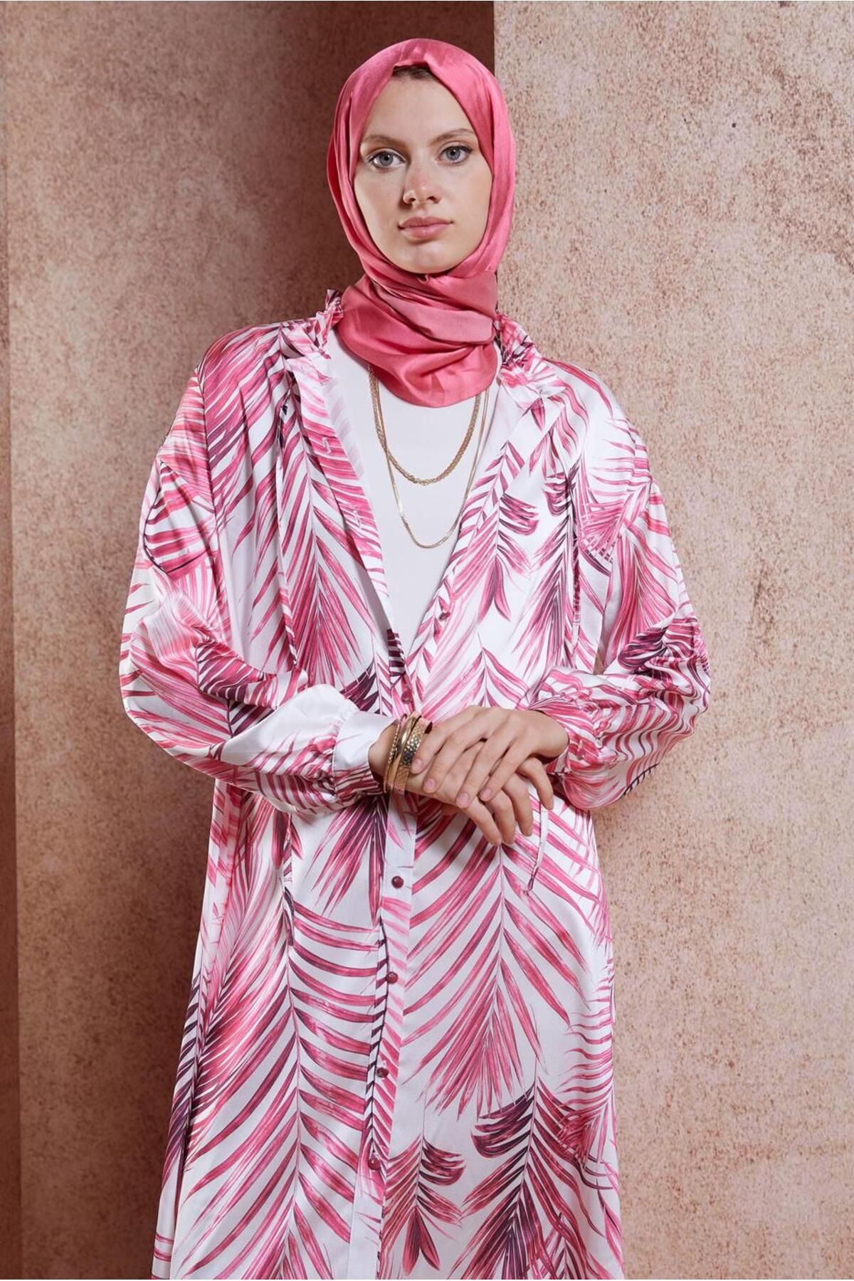 تونیک ساتن بلند طرح دار 44611 Alvina