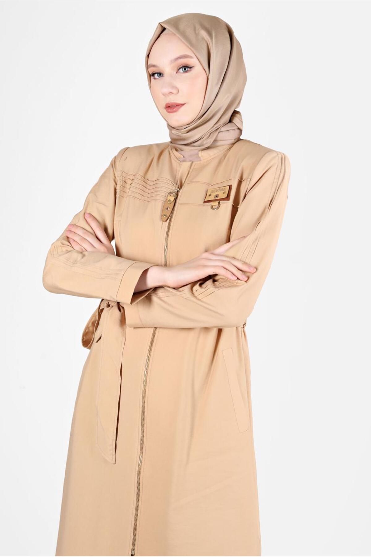 مانتو زیپی کمربند 10552 Alvina