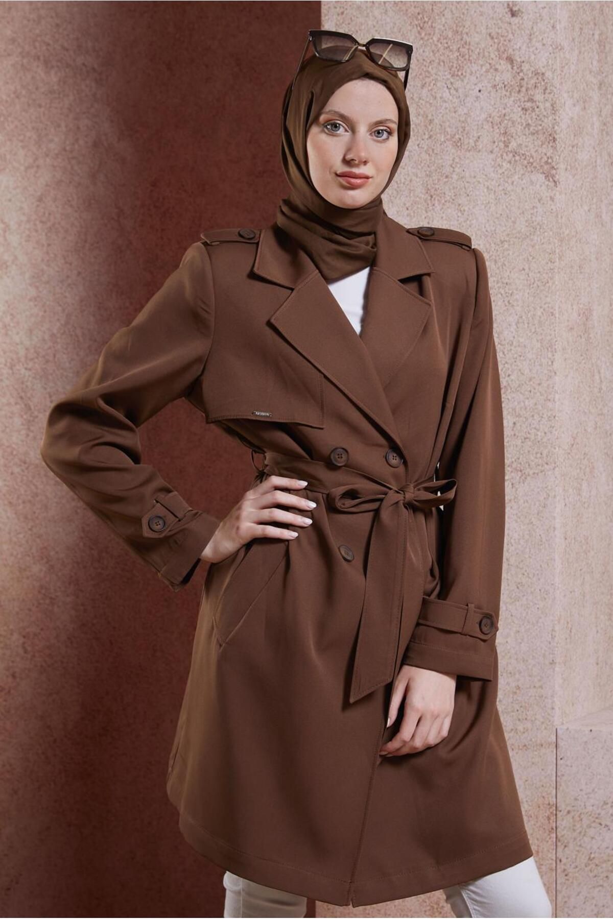 مانتو ترنچ کمربند 10891 Alvina