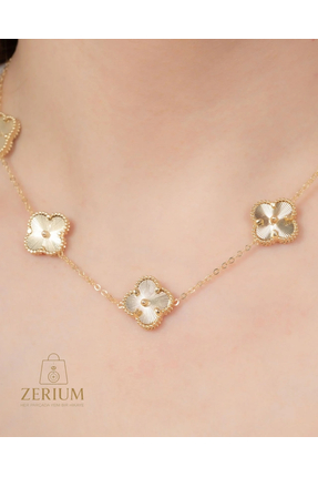 ZERİUM Şans Çiçeği Esintili Şık & Zarif Kadın Çelik Kolye 316l (GOLD)