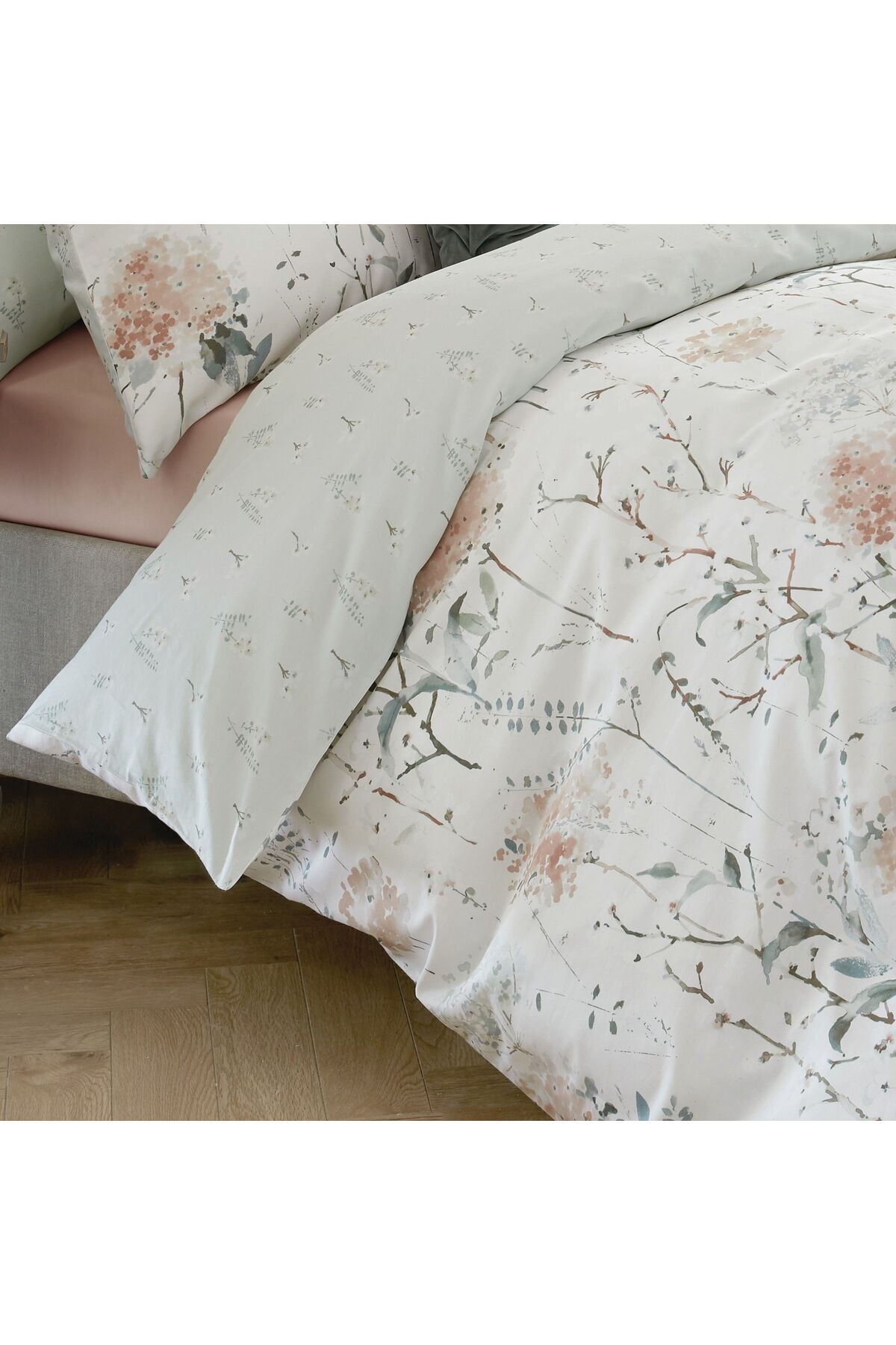Orange Bed & Bath-Pallington | Pink Cotton Duvet Set 100% Double 8 Pieces 3