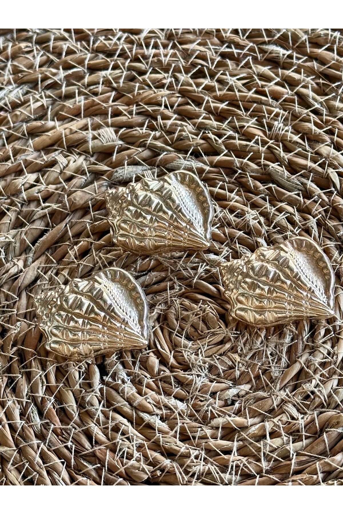 ODDA TASARIM ATÖLYESİ-Marin Collectible Oyster Shell Model Extra Large Size Gold 3 Pcs Button Set 2