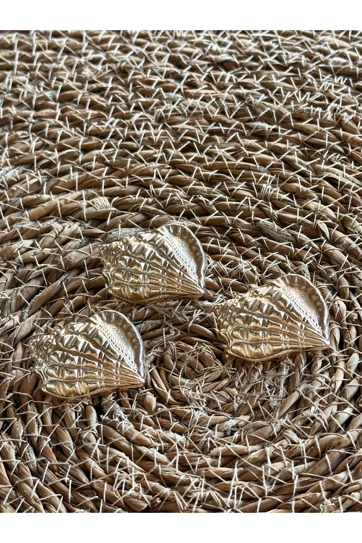 ODDA TASARIM ATÖLYESİ-Marin Collectible Oyster Shell Model Extra Large Size Gold 3 Pcs Button Set 1