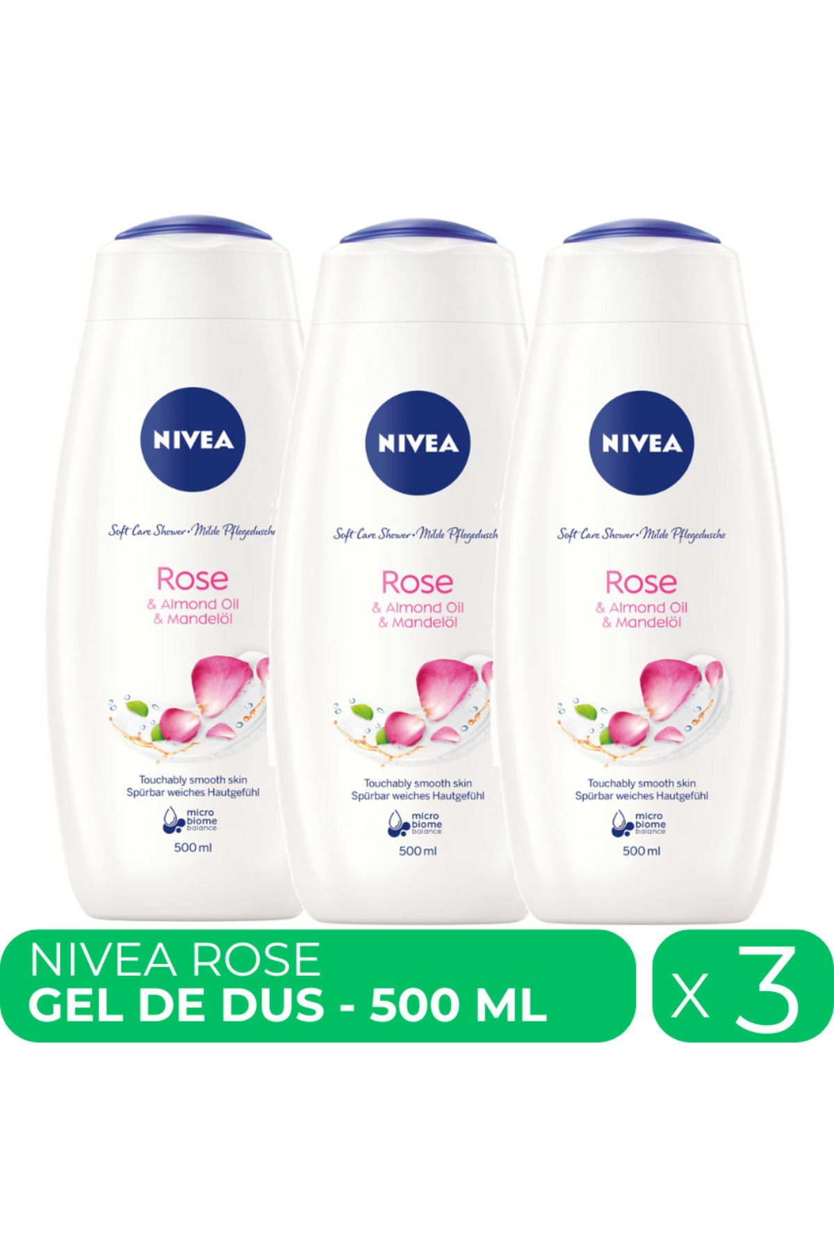 NIVEA Trandafir, Gel De Dus Hidratant, 3 Buc X 500 Ml Unisex - One Size