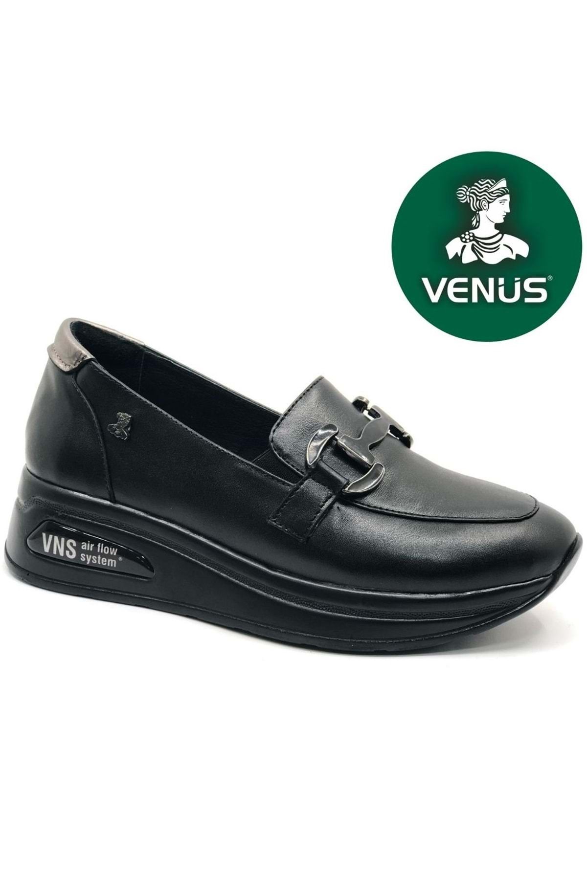Kids Club Shoes Venüs Guye Hakiki Deri Ortopedik Oxford Kadın Aır-Flow Taban Klasik Ayakkabı SİYAH