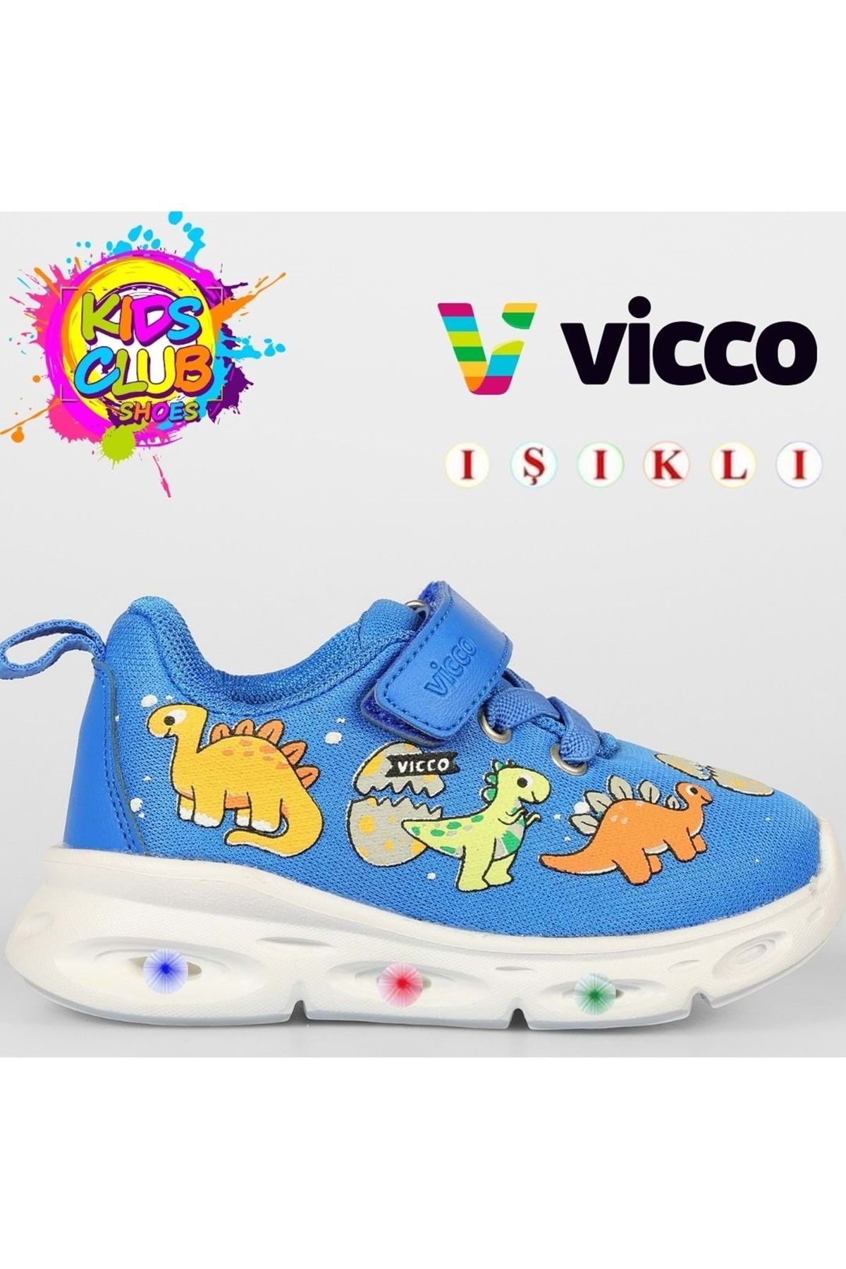Kids Club Shoes Vicco Dino Işıklı Ortopedik Çocuk Spor Ayakkabı MAVİ