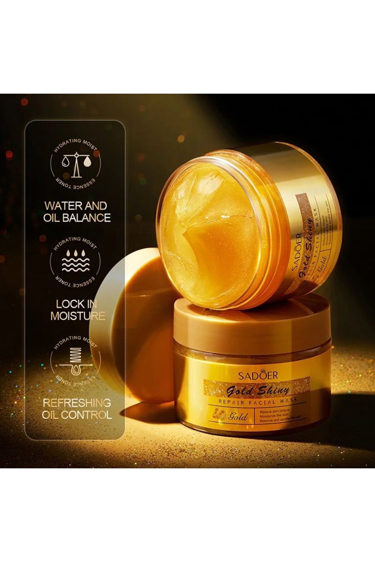 SADOER-Gold Shiny Face Mask for Moisturizing, Whitening, and Removing Blemishes, Acne Scars, and Signs of Aging 12g 3