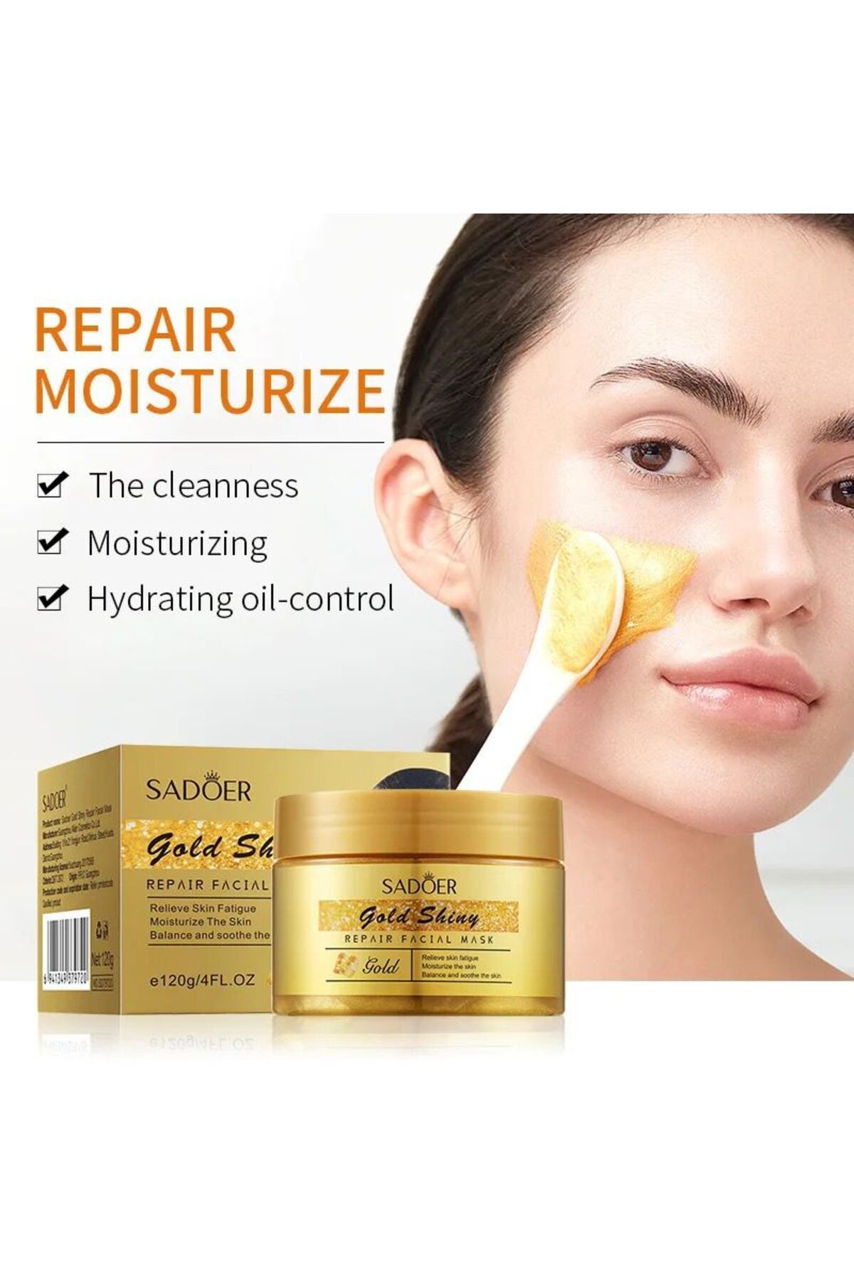 SADOER-Gold Shiny Face Mask for Moisturizing, Whitening, and Removing Blemishes, Acne Scars, and Signs of Aging 12g 1