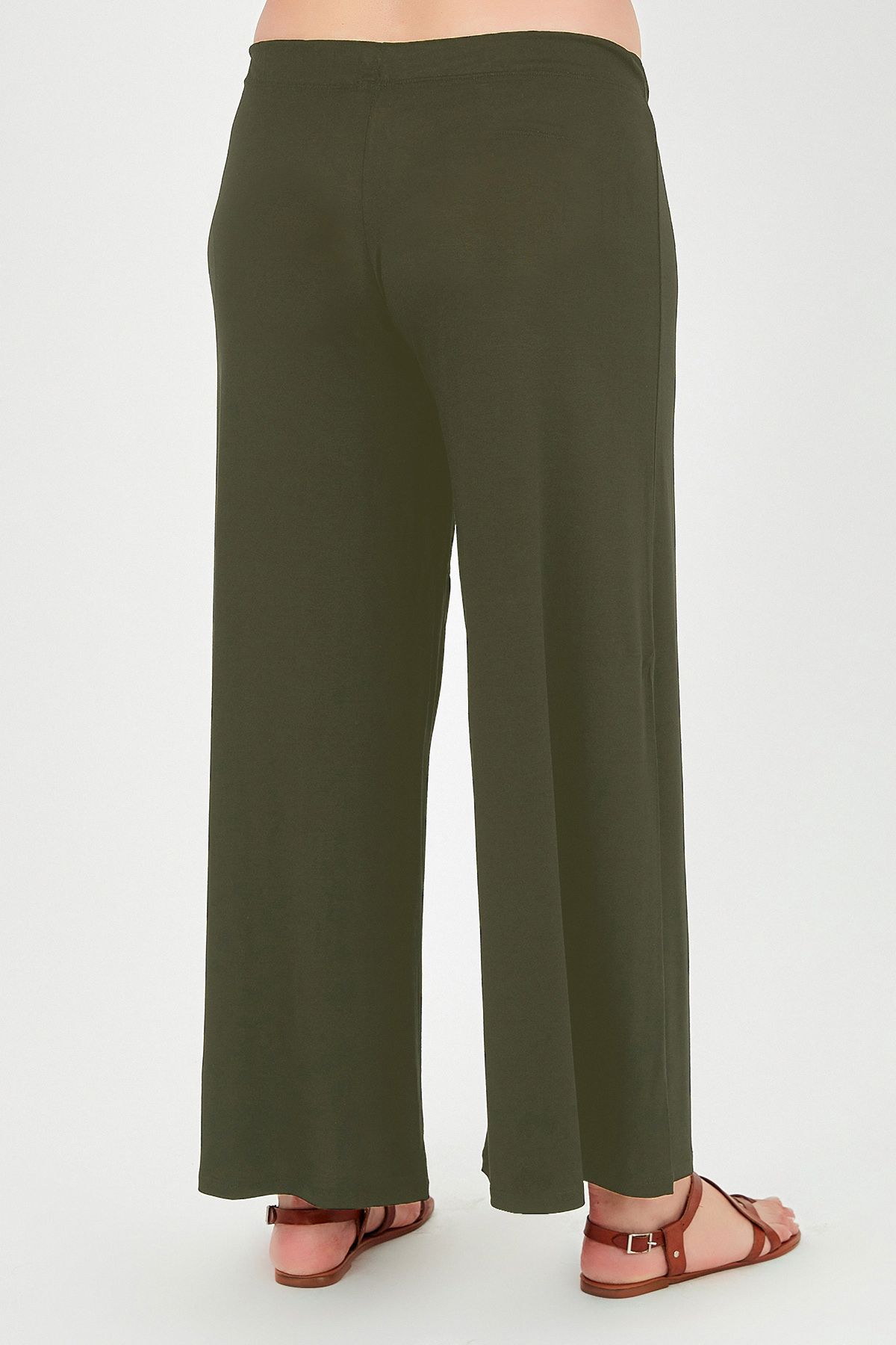 Curvy Trend-Plus Size Loose Cut Viscose Combed Cotton Trousers 3