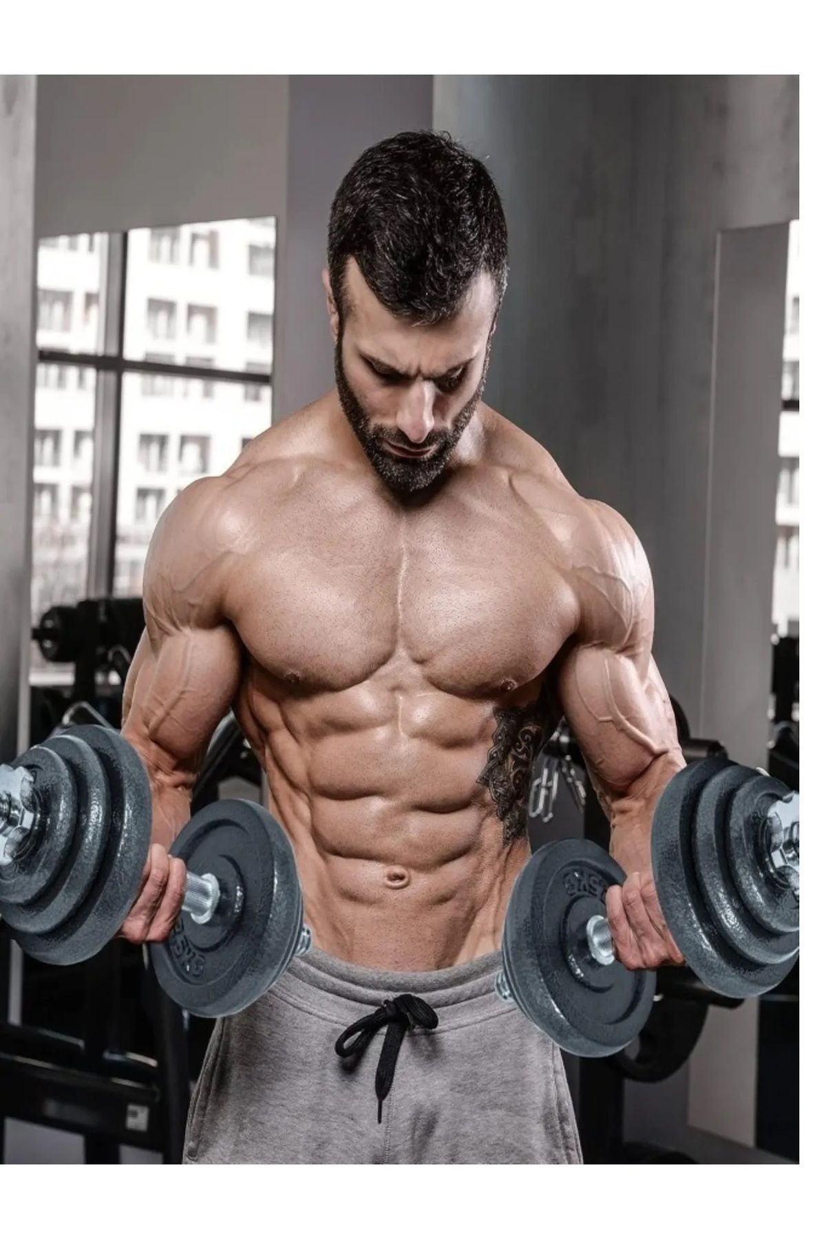 Fitness World-2-in-1 barbell dumbbell set, dumbbell set with adjustable weights, 30 kg, silver 5