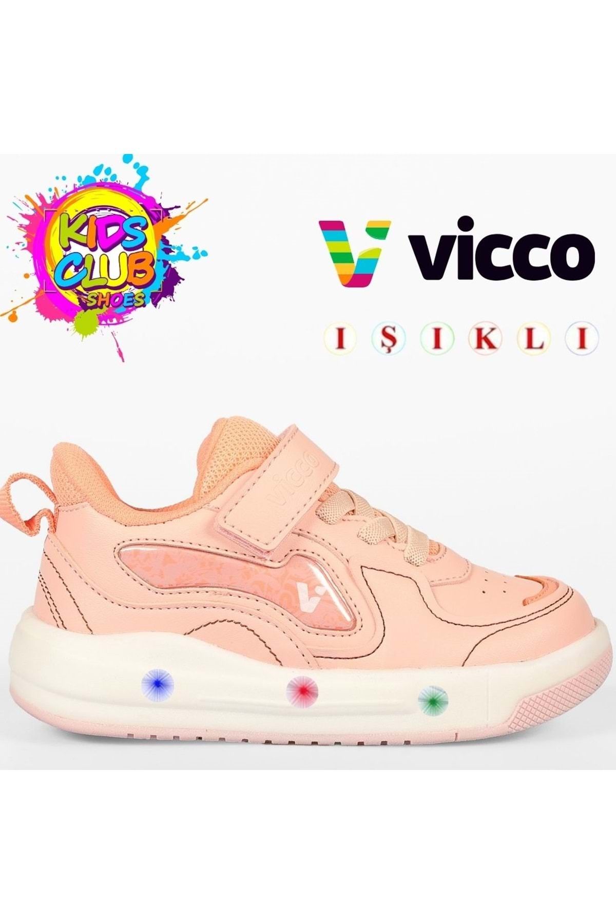 Kids Club Shoes Vicco Disnew Işıklı Ortopedik Çocuk Spor Ayakkabı PUDRA